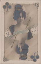 Saharet Dancer Rotophot Playing Card Queen of Clubs Hannover 1913 Postcard