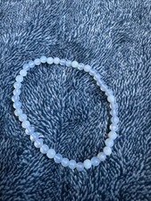 Natural Blue Chalcedony Beaded Stretch Bracelet