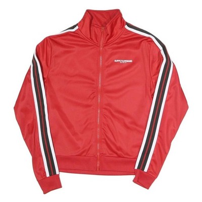SUPPLY AND DEMAND Damen Trackjacke Rot Polyester-Mix Streifen Detail UK 10