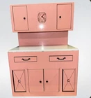 Vtg. Wolverine Pink Tin Metal Litho Kitchen Hutch Hoosier Cupboard Cabinet 16”