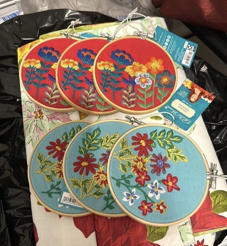 The Pioneer Woman Stitched Floral Art 6 Piece Set NWT!