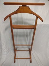 Vintage Wooden Valet Suit Stand Butler Chair Clothes Organizer Rack