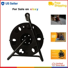 Heavy Duty Metal Extension Cord Reel Stand Holds 100 Ft 14/3 Cords Black