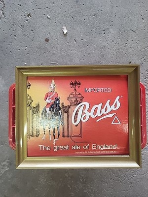 VTG Bass Beer Cardboard Sign with Plastic Frame England Man Cave New York Bar