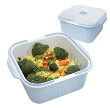 Mayaaran Microwave Steamer for Vegetables - 2.8L Large Capacity, Light Blue 