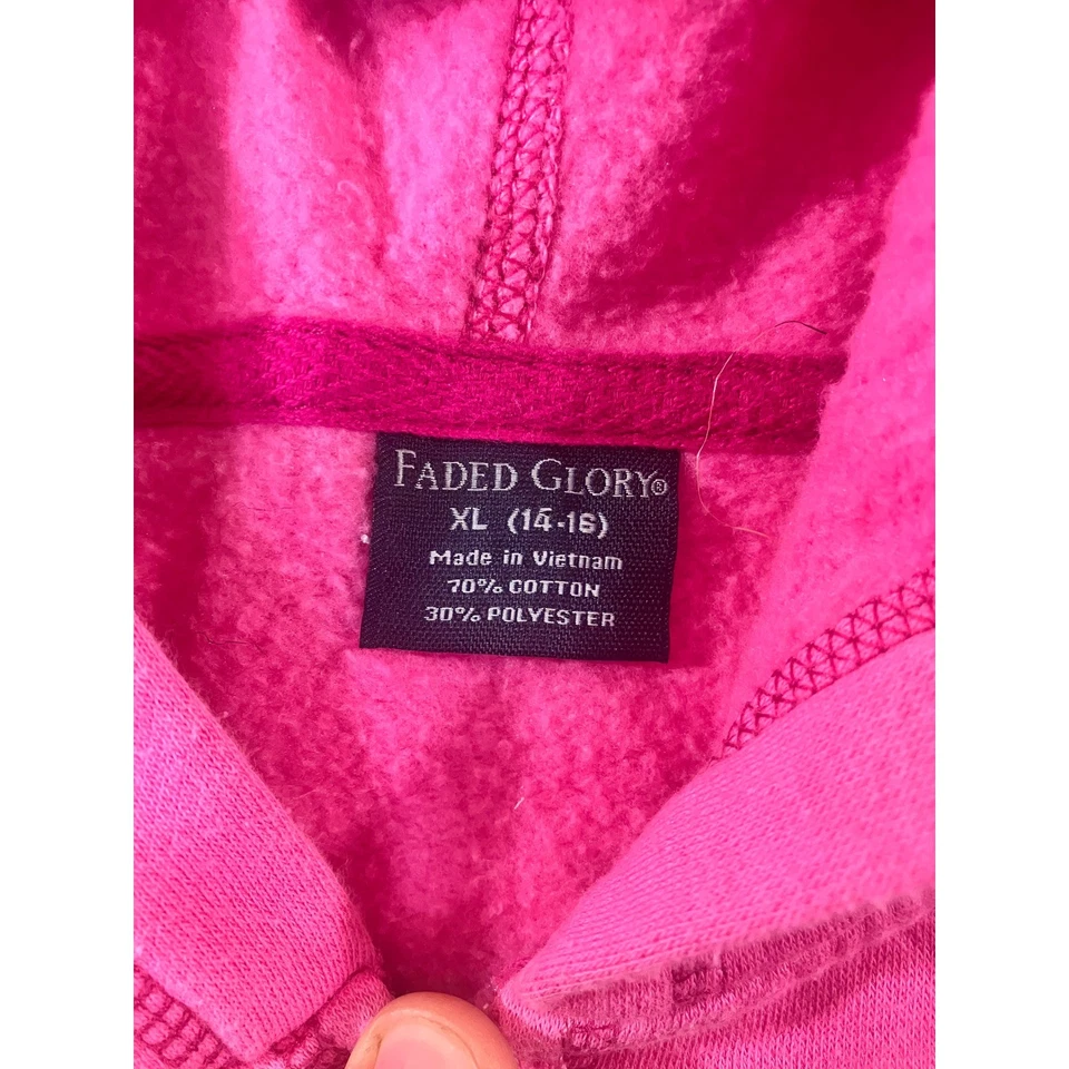 Sudadera con Capucha Desteñida Glory Niñas Rosa Cremallera Completa Signo de la Paz XL (14-16) Foto 2 de 4