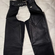 Harley Davidson Black Leather Motorcycle Biker Chaps Womens Small Made in USA