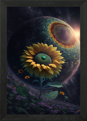 Universum Sonnenblume gerahmtes Wandbild Poster Leinwanddruck Bild
