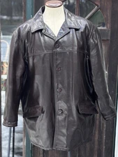 used Schott NYC brown leather overcoat size XXL made in the USA 833? 883? 838?