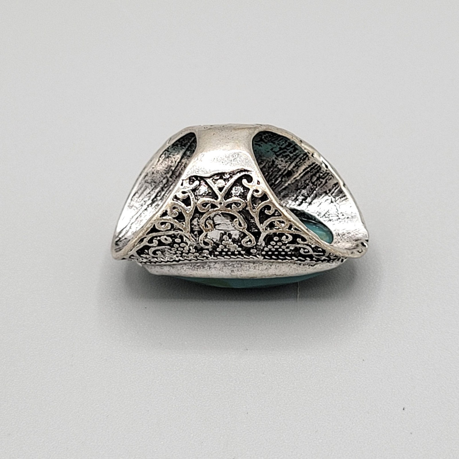 Faceted Green Chalcedony Stone Statement Ring Sil… - image 5