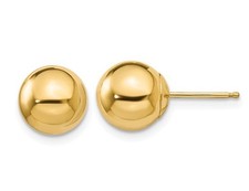 Gold Button Ball 8mm Stud Earrings in 14K Gold