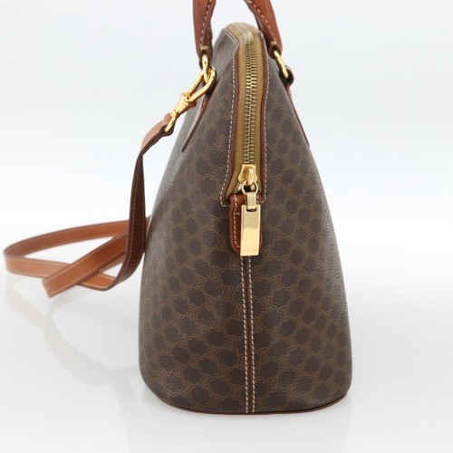 Borsa a mano CELINE Macadam tela pelle PVC 2 vie marrone oro originale LNZ540 - Foto 4 di 24