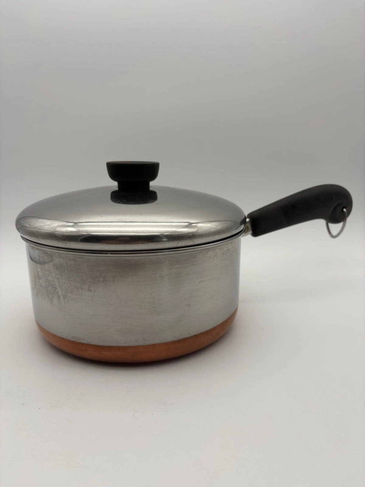 Vintage Revere Ware 2 qt Sauce Pan, Copper Bottom, Stainless Steel, With Lid, 86