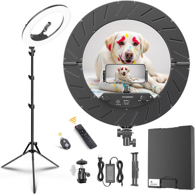 18 Inch Ring Light Kit, 55W6700k Dimmable LED Light, Tripod Stand, Remote Contro