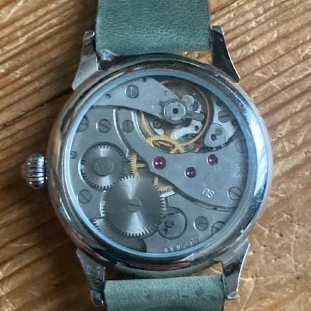 Molniya Manual Wind Watch Black Dial Leather Strap Used image 4