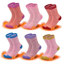 Girls Thermal Socks - Winter Warm Crew Socks, 6 Pairs, 3-14 Years