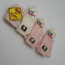 Vintage Little Fashion Kids Socks 4 Pairs Pink Cream Cotton Blend New 1118A