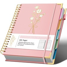 Hardcover Spiral Notebooks 8.5" X 11" Note Taking 5 Subject Notebook College ...