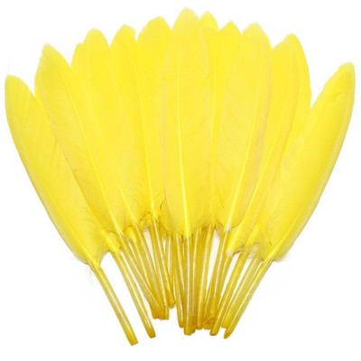 120pcs Yellow Goose Cochettes Feather Natural Bulk 4-6 inch 10-15cm for Weddi...