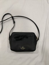 Kate Spade New York Black Pebbled Leather Zipper Closure Crossbody Bag
