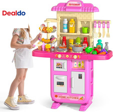 Play Kitchen Playset, Girls Kitchen Toys for Ages 2-6 4-8 with Light, Sound and