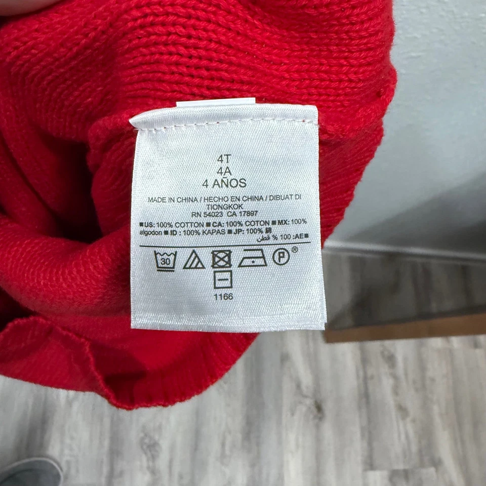 Old Navy Girls Red Cable Knit Sweater Dress 4T Toddler Holiday - Image 4 of 4