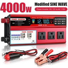 4400W Sine Wave Power Inverter,  DC 12V to AC 110V with USB Ports