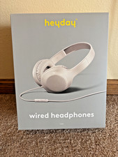 Heyday Wired Headphones White Over Ear 3.5mm Mic Remote New