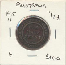 Australia: 1915 King George V Half Penny 1/2d, Scarce Date