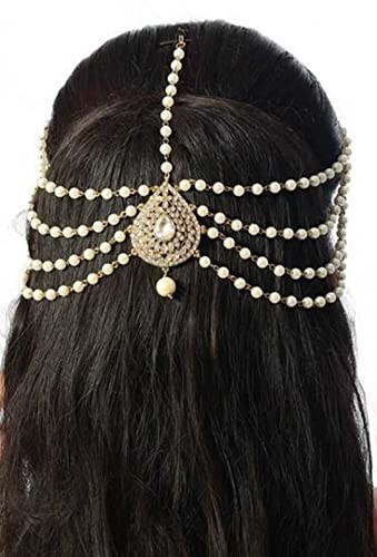 Indian Bollywood Gold Plated Kundan Choker Bridal Tikka Tika Mang Jewelry Set - Picture 4 of 4