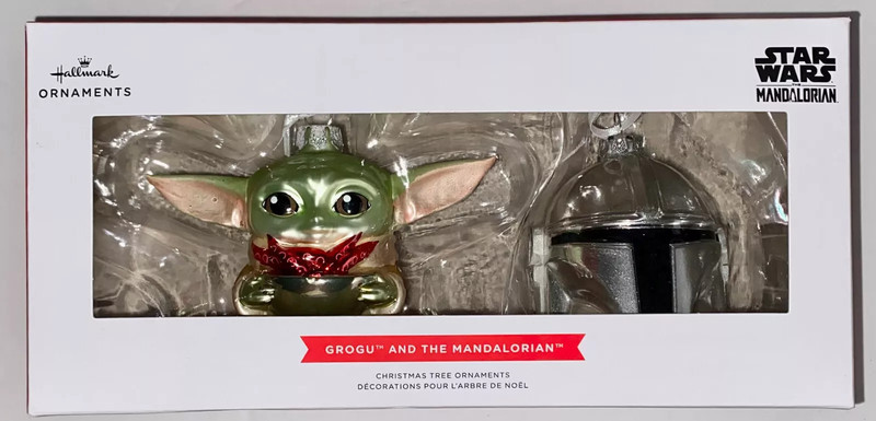Hallmark Star Wars Grogu and the Mandalorian Set of 2 Christmas Ornament Blown