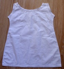 Vêtement époque Enfant an.20-30 - Chemise Nuit Coton Blanc Broder fleurs rouges