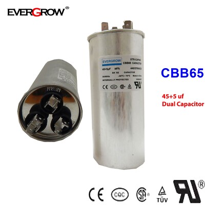EverGrow Replacement 45/5 uf 370 VAC Round Dual Capacitor 27L880 C3455R