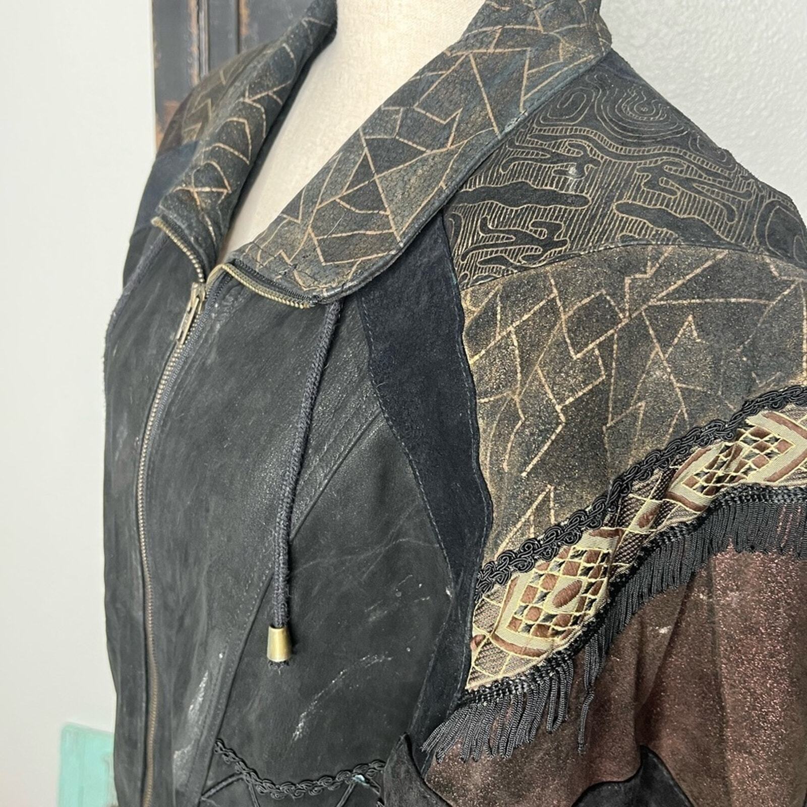 Members Only Leather patchwork Jacket Sz medium - image 5