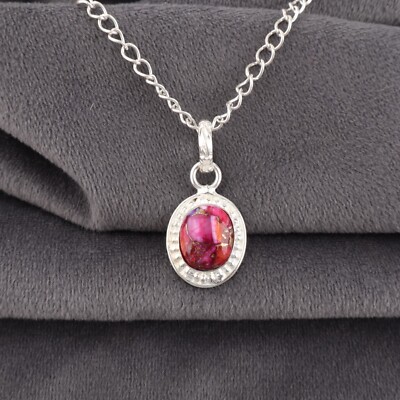 Pink Dahila Turquoise Gemstone 925 Sterling Silver Handmade Jewelry Pendant Gift