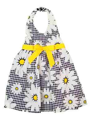 Blueberi Infant Girls Black White Daisy Checkered Halter Sundress Baby Dress