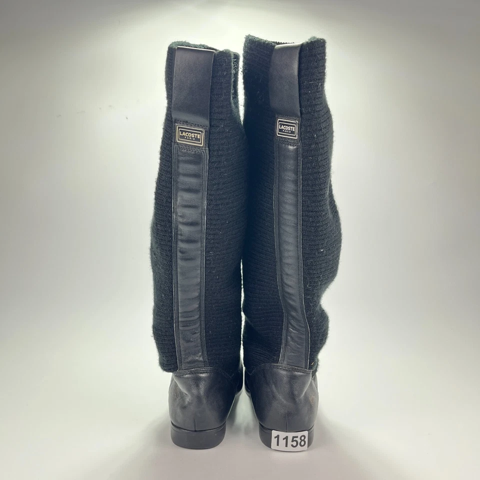 Botas informales altas sin cordones Lacoste negras monopolo de cuero textil para mujer talla 6,5 Foto 4 de 4