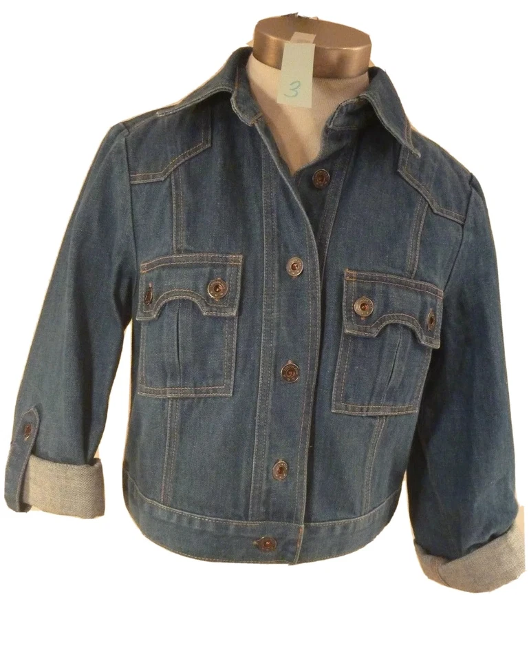 Chaqueta Vaquera Trucker Mujer S Denim Recortada Vintage Bolsillo Años 90 Corta Azul Foto 4 de 4