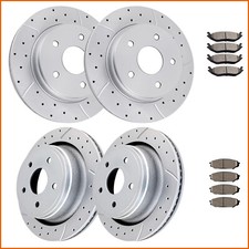Fit 2006 - 2017 Dodge Ram 1500 Front Rear Drilled Brake Rotors Brake Pads Kit