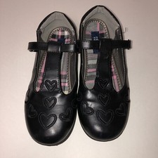 French Toast Girls Black Heart Mary Jane School Shoes Size 4 Uniform Dress Shoes