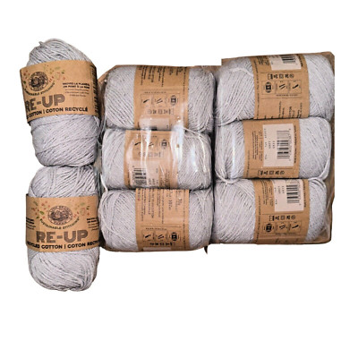 Lion Brand Re-Up Recycled Cotton Yarn Grey Lot of 8 149 Color Dye Lot 635019 NWT