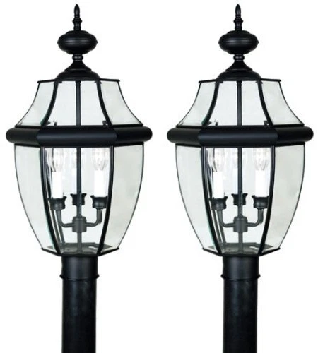 Quoizel NY9043K Newbury 3-Light Outdoor Post Lantern Fixture - 2 Pack - Picture 1 of 4