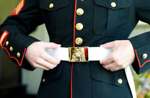 NCO-BELT-amp-BUCKLE-W-DRESS-WHITE-SET-51-034-FOR-US-MARINE-DRESS-BLUE-UNIFORM