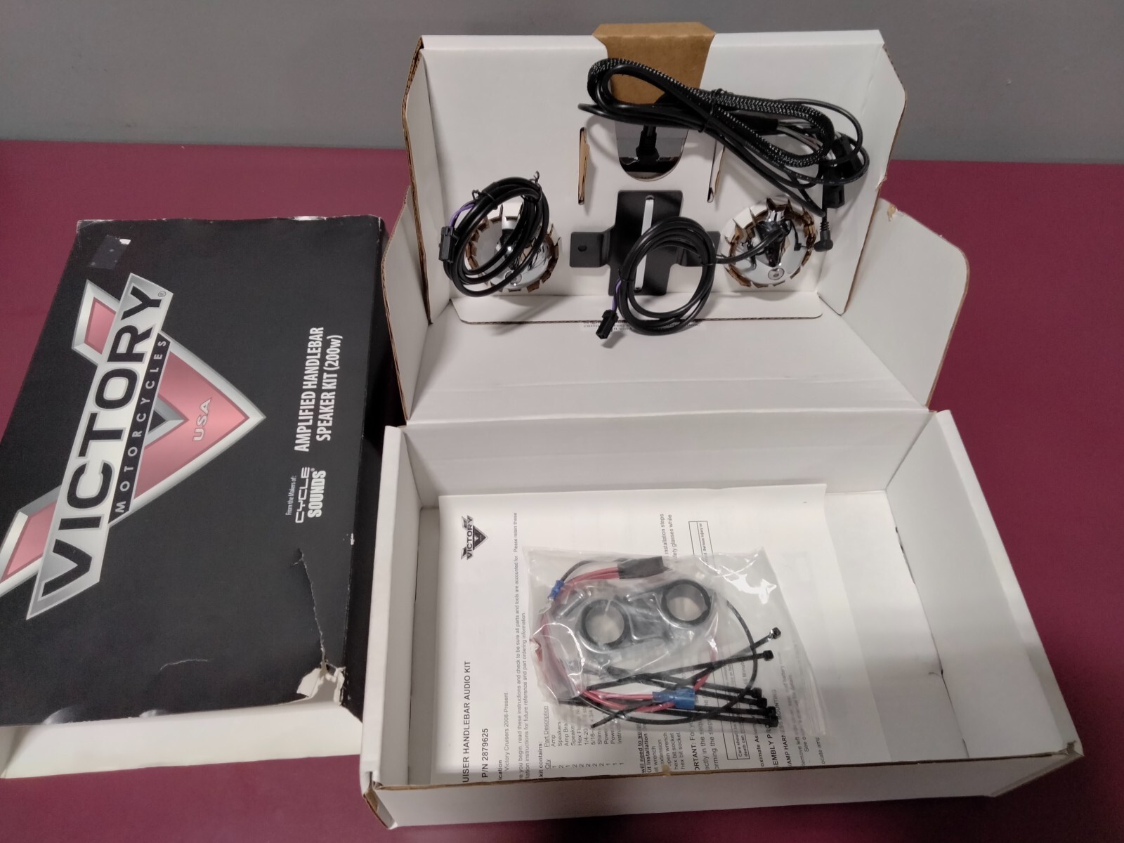 Victory Motorcycle New OEM Chrome Handlebar Speakers Kit, 2879625156