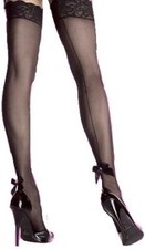 Lace Top Thigh Highs w/Backseam  Ankle Bow Adult Costume Accessory 2 COLORS