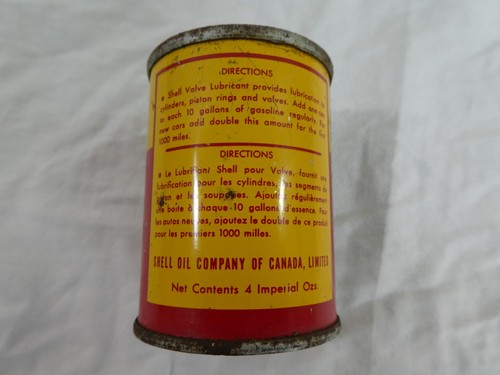 Vintage Shell Oil Company Valve Lubricant Full Unopened Metal Tin Can 4oz Canada - Picture 8 of 16
