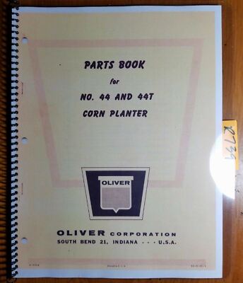 Oliver 44 44T Corn Planter Parts Book Catalog Manual S5-9-S5-1