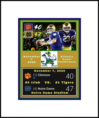 NOTRE DAME BEATS CLEMSON 47-40 MATTED MULTI IMAGE SINGLE COLLAGE PHOTO #1