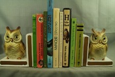 vintage Owl bird ceramic porcelain Bookends Lefton Japanese