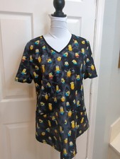 MINIONS the Rise of Gru Medical Scrub Top Shirt V Neck Women's Size Small